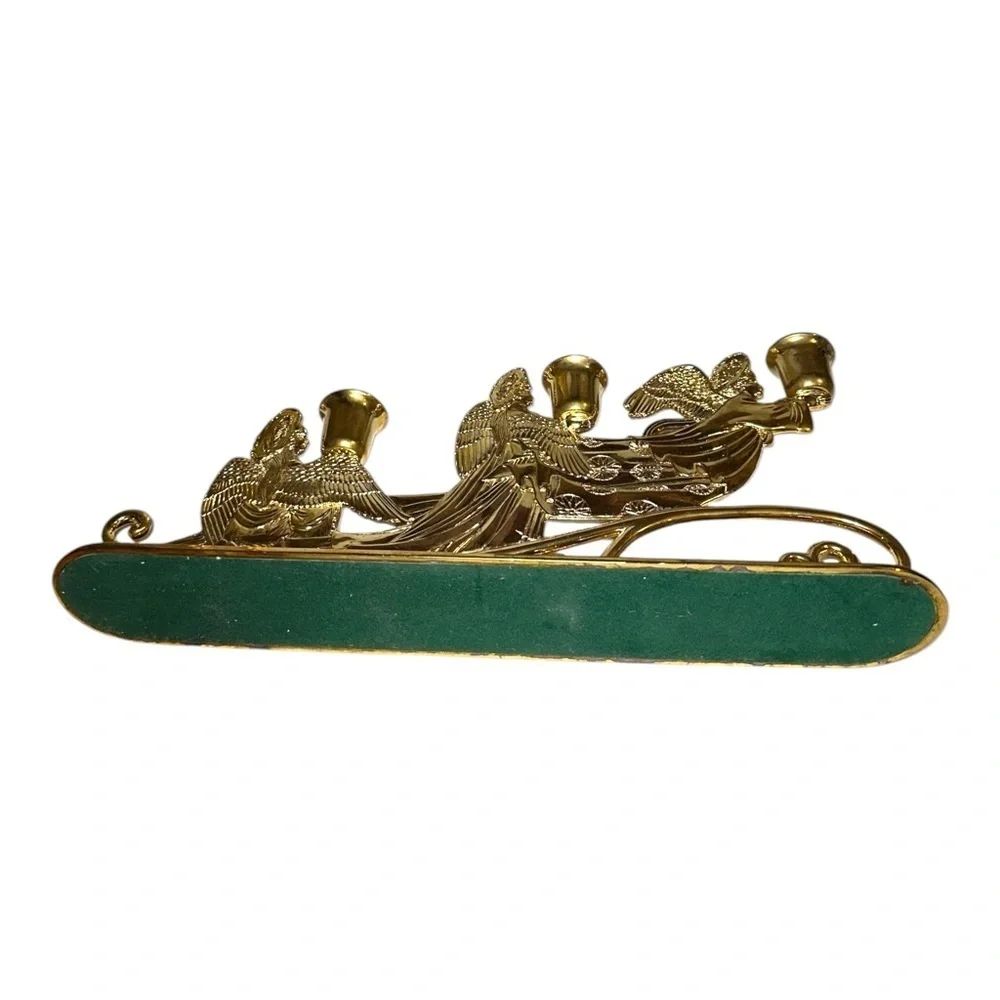 Vintage Brass Angel Trio gold Candle Holder